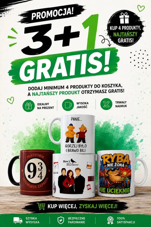 Promocja trzy + jeden odbierz kubek gratis